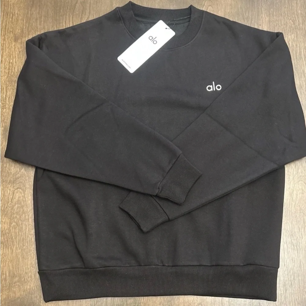 Alo Yoga Accolade Crew Neck Pullover Black Medium NEW - Picture 4 of 5